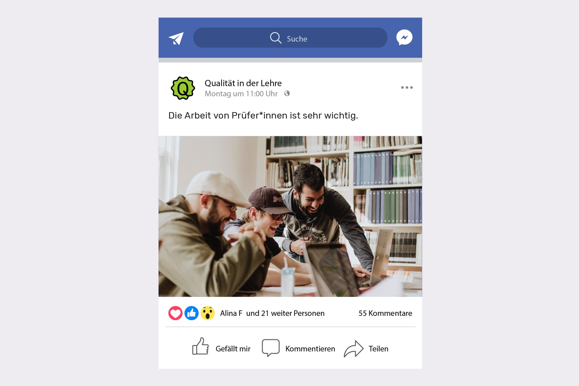 Facebook-Post von Qualität in der Lehre.